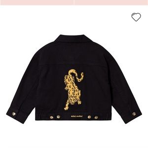 Mini Rodini Designer New Black Denim Jaguar Jacket size 2-3